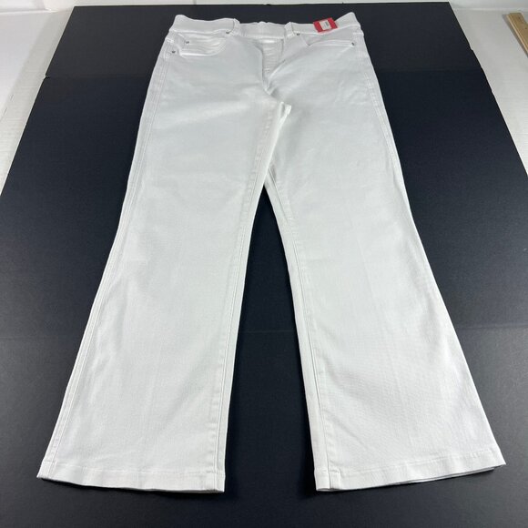 Spanx Jeans Women's Extra Large Pull On Kick Flare High Rise White Stretch Denim - Picture 1 of 16